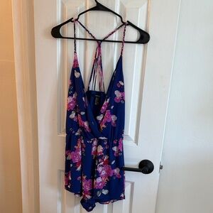 Floral Blue & Pink Romper